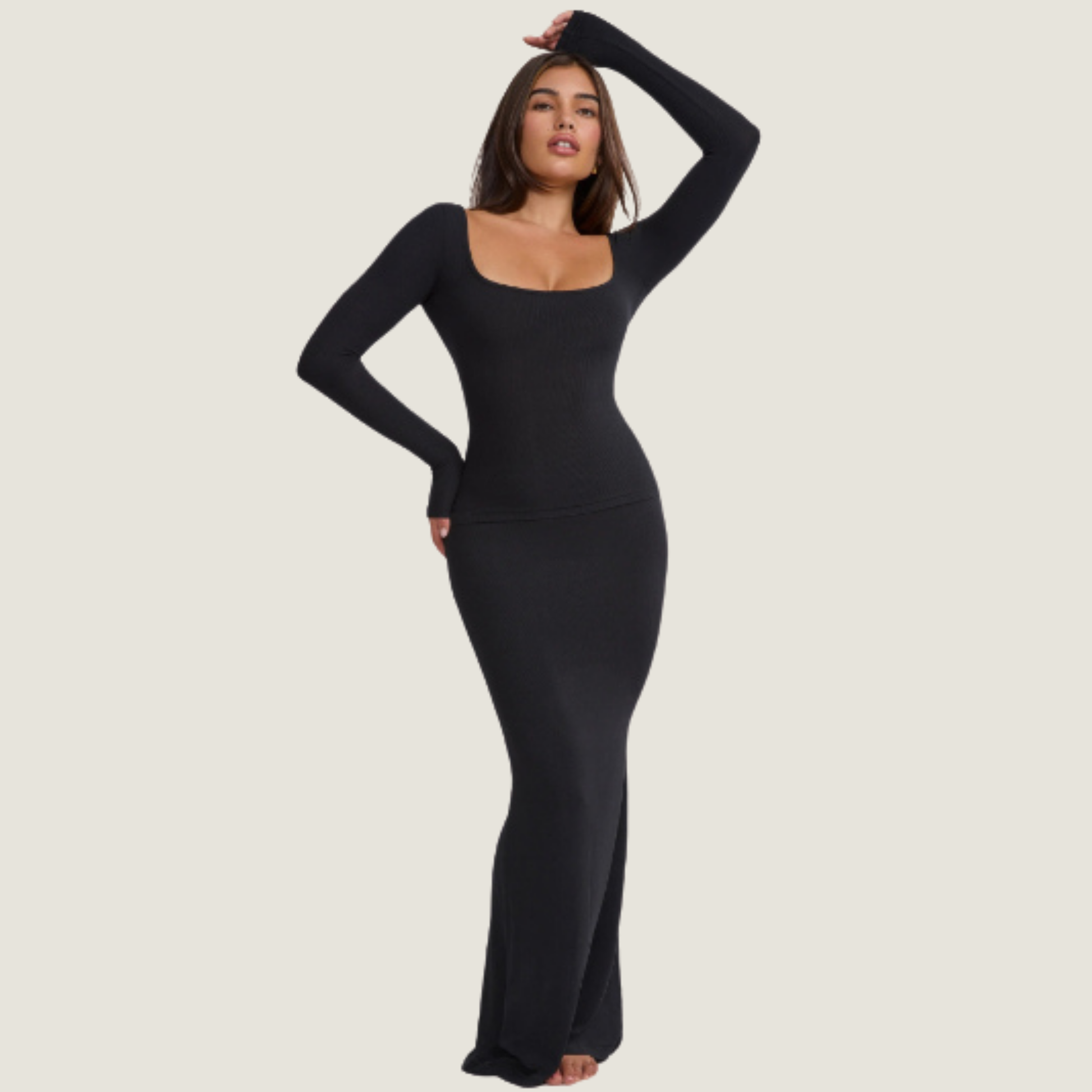 Long Sleeve Dress with Built-in Shapewear