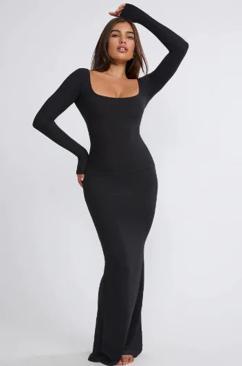 Long Sleeve Dress with Built-in Shapewear