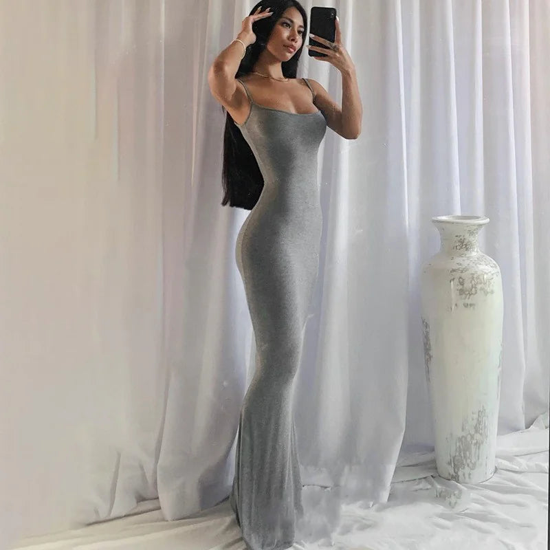 Spaghetti Strap Dress with Built-in Shapewear
